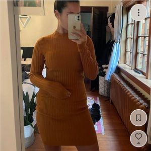 Forever 21 Burnt Orange Turtle Neck Knit Dress - S